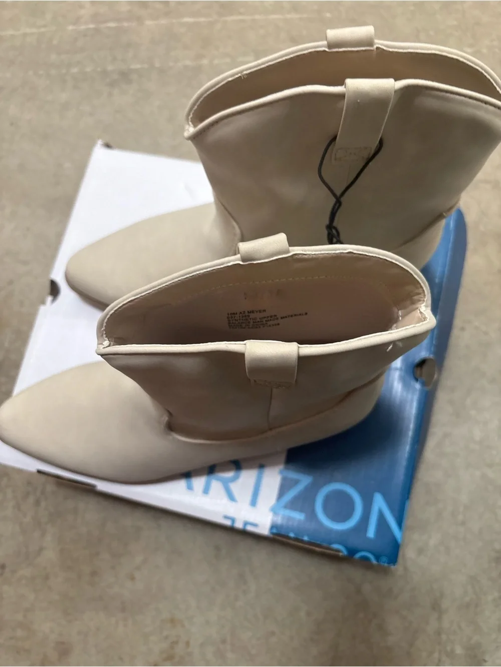 Arizona Jean Company Cream Pointed Toe Mid-Calf Boots
